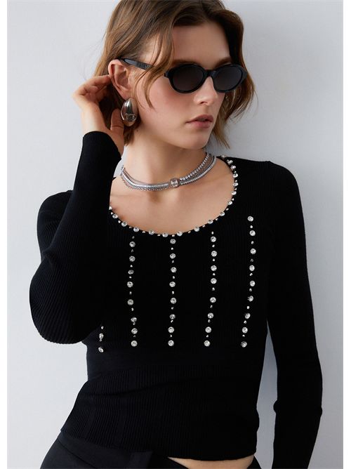 Maglia con ricami gioiello LIU JO | PA6021MS99E/C3912